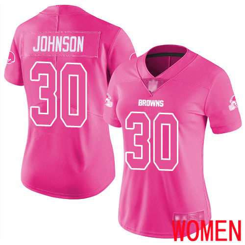Cleveland Browns D Ernest Johnson Women Pink Limited Jersey #30 NFL Football Rush Fashion->women nfl jersey->Women Jersey